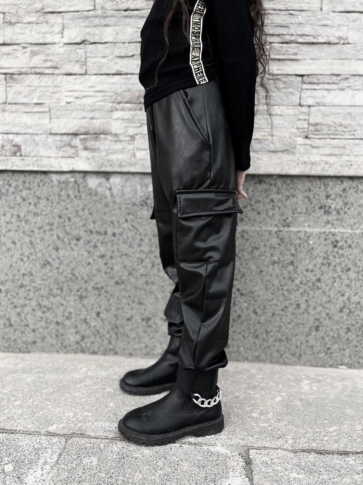 Cargo leather pants